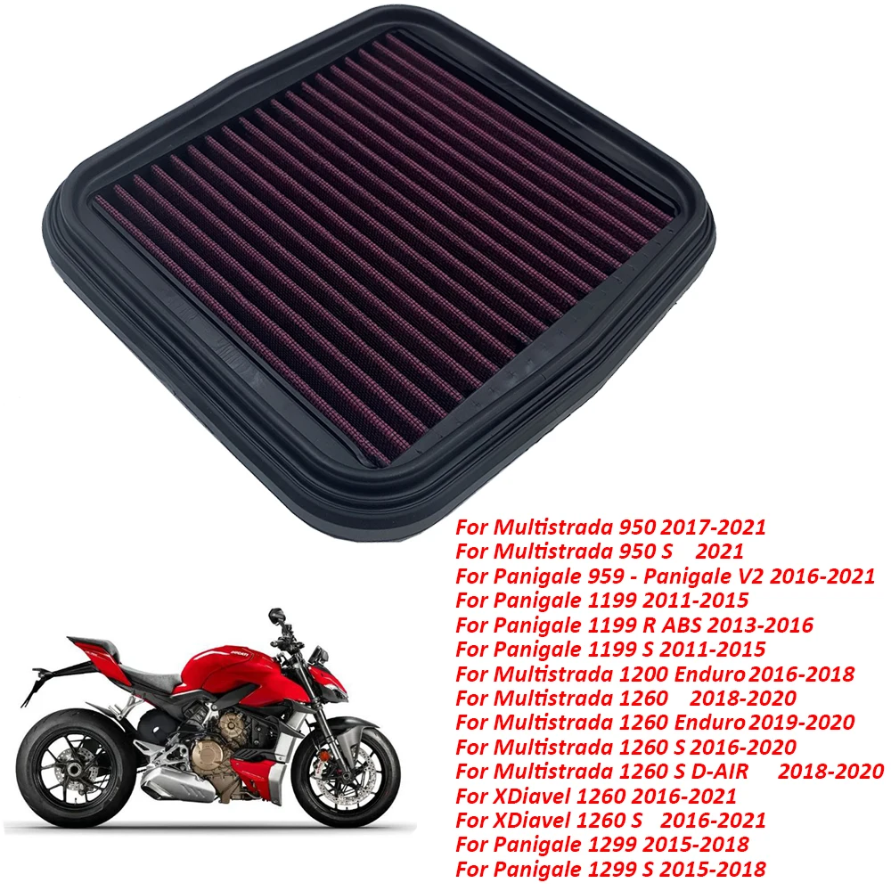 

Motorcycle Air Intake Filter Cleaner High Flow Air Filter For Ducati Multistrada 950 1200 1260 Enduro V2 Panigale 959 1199 1299