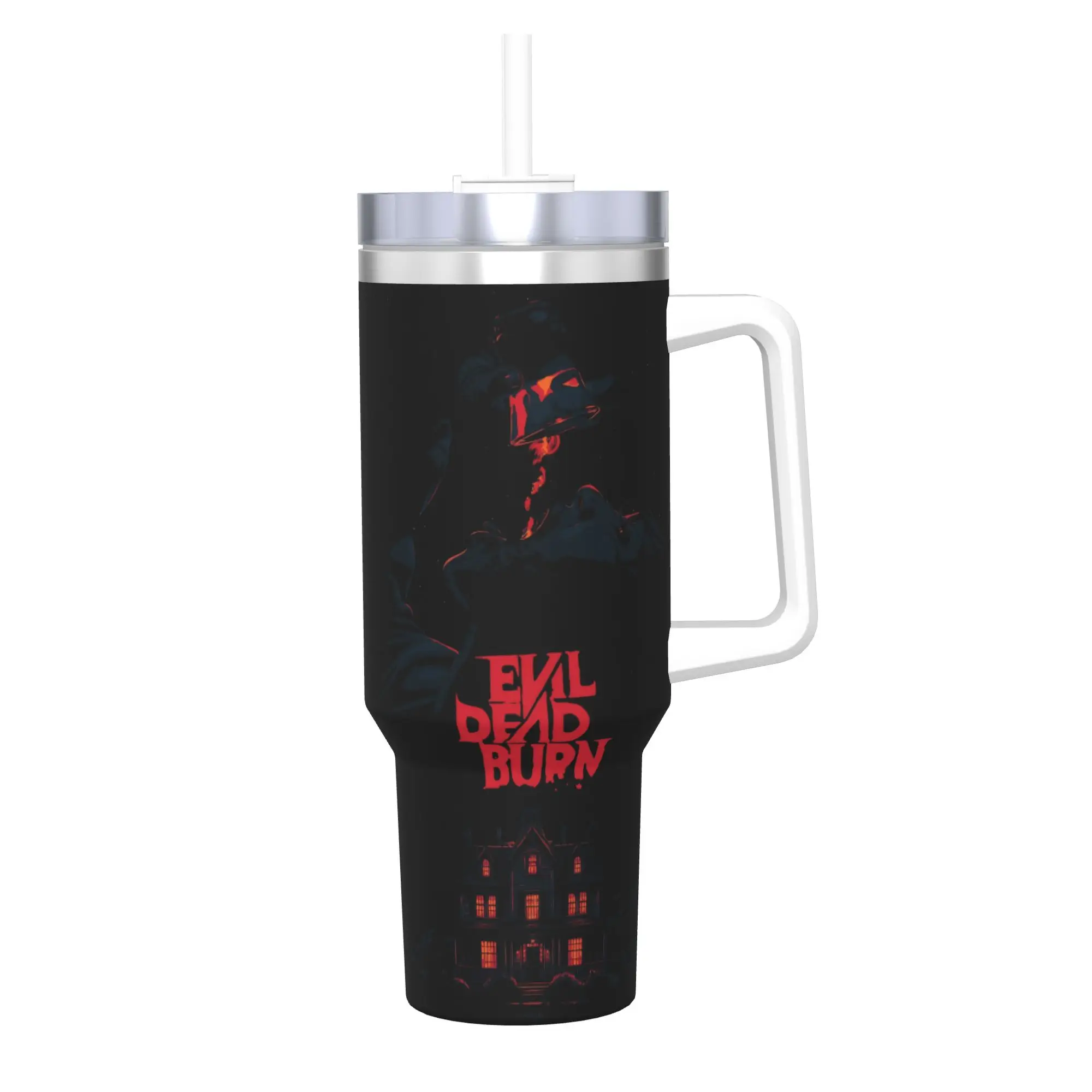 Evil Dead Burn Tumbler With Straw  Stainless Steel Tumblers Cup Double Wall Vacuum Insulated for Cold Or Hot 40oz