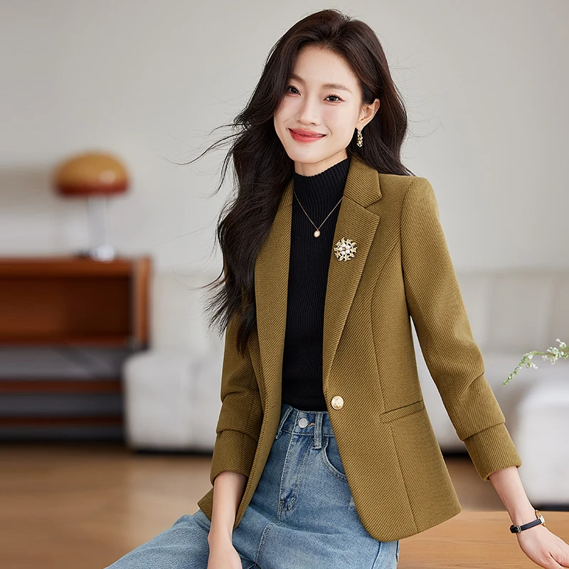 ZJYT Korean Fashion Blazers for Women 2024 Autumn Winter Outerwears Jackets Coats Elegant Chic Casual Casaco Feminino Plus Size