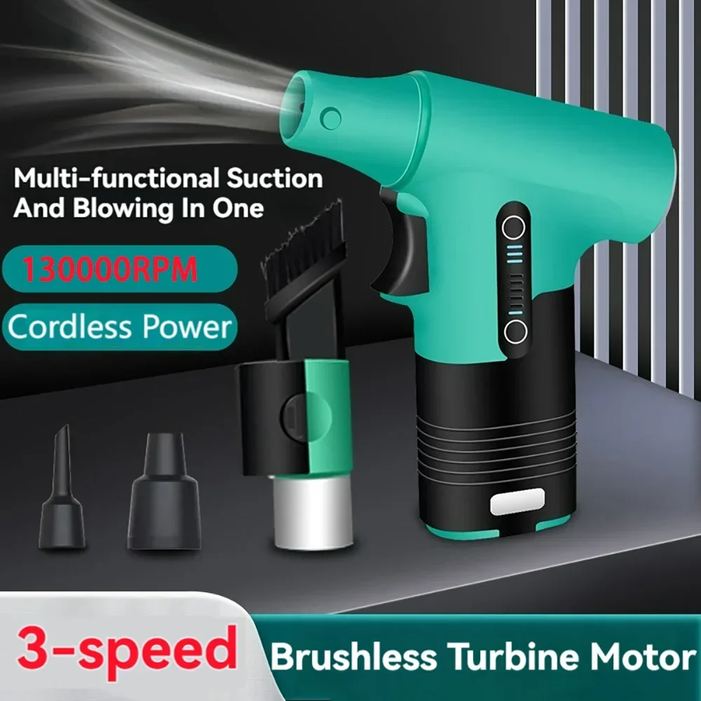 

130000RPM Brushless Cordless Mini Turbo Jet Fan Air Compressor Duster Vacuum Cleaner Inflator Violent Blower Wireless Air Gun