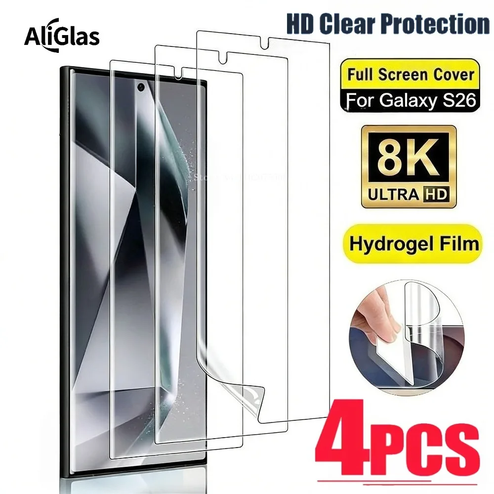 

4 Pcs Ultra Thin Clossy Screen Protectors Designed for Samsung Galaxy S26 Flexible TPU Hydrogel Film For Samsung S26+ S26 Ultra