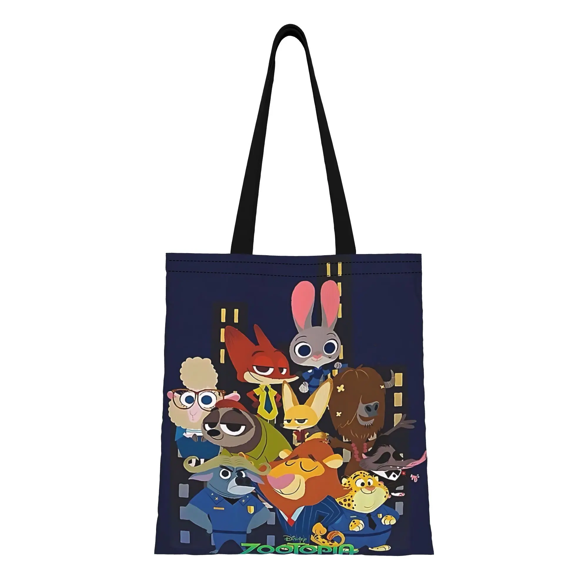 

1 шт. большая холщовая сумка-тоут Disney Zootopia 2 для школы, складная, с шикарным узором, подарки