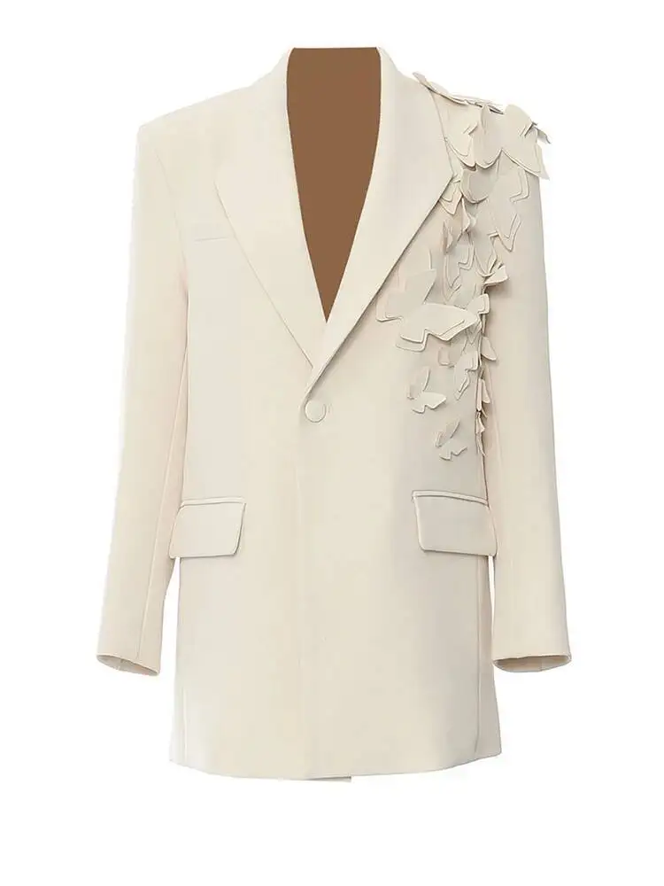 

Butterfly Women Big Apricot Size Elegant Blazer New Lapel Long Sleeve Jacket Fashion Spring Autumn 2026 Fashion Women 1E7S