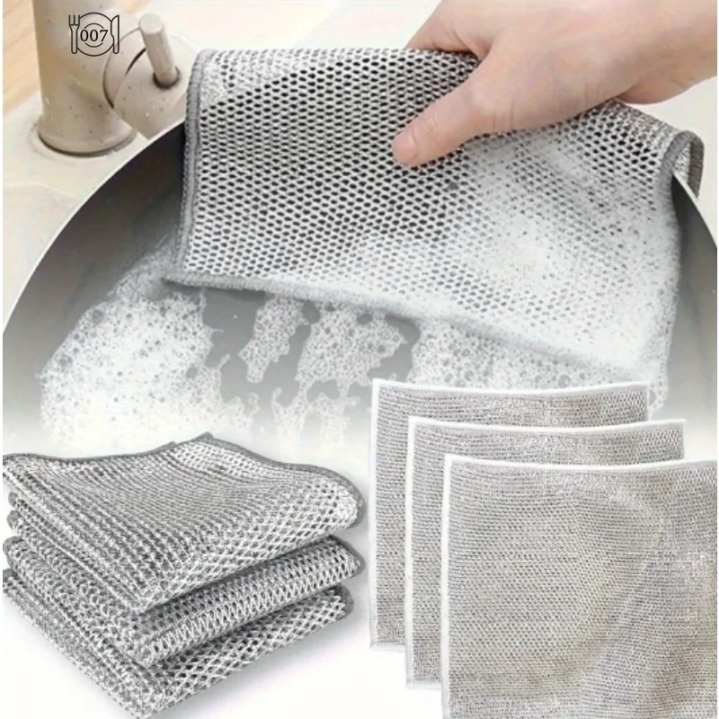 Rust Removal Cleaning Cloth Kitchen Magic Dishwashing Towel Metal Steel Wire Cleaning Rag Microwave Stove Clean Tools Dish Cloth