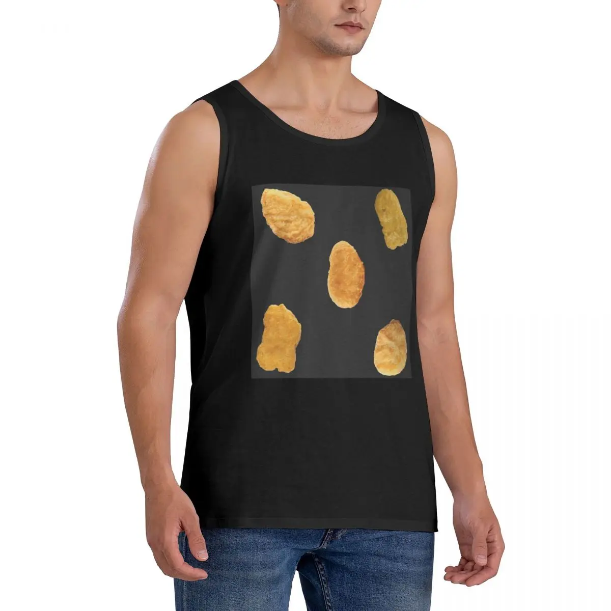 100% Cotton Tasty Chicken Nuggets Sleeveless T-Shirt Men Workout Sports Clothing Tops Men's Crew Neck Vest