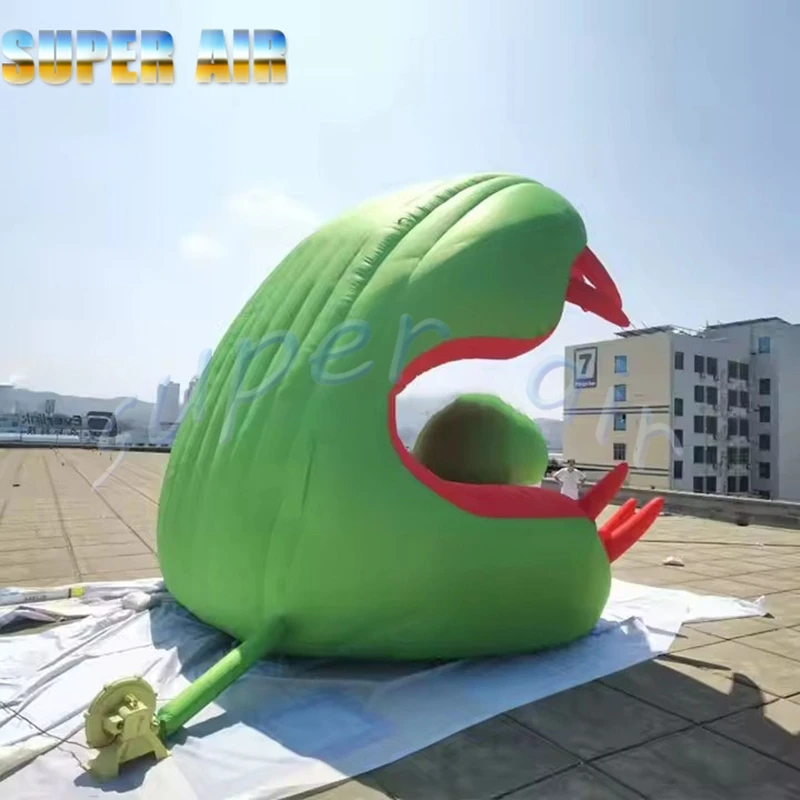 Monstruo inflable de boca grande con personaje de dibujos animados súper aire con globo ocular para fiesta de Halloween