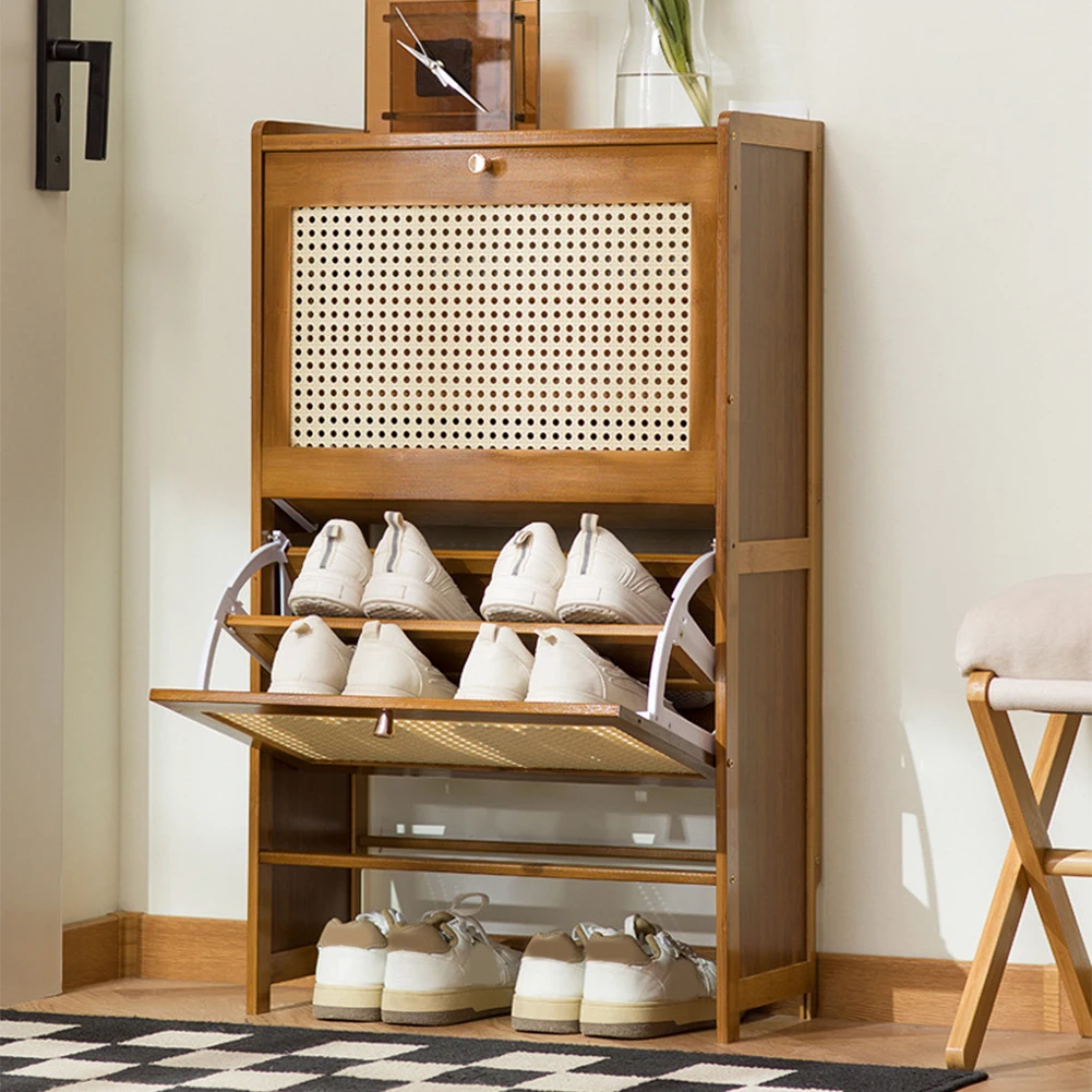 

Shoes Storage Organizer with 2 Flip Drawers Entrance Shoe Storage Cabinet Wear Resist Adjustable Shelves Rack for Indoor Outdoor