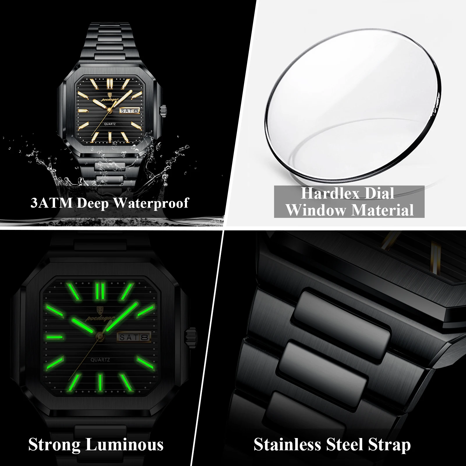 Orologio da Polso POEDAGAR Cas - Smartwatch Square Watches For Men recensione e prezzo