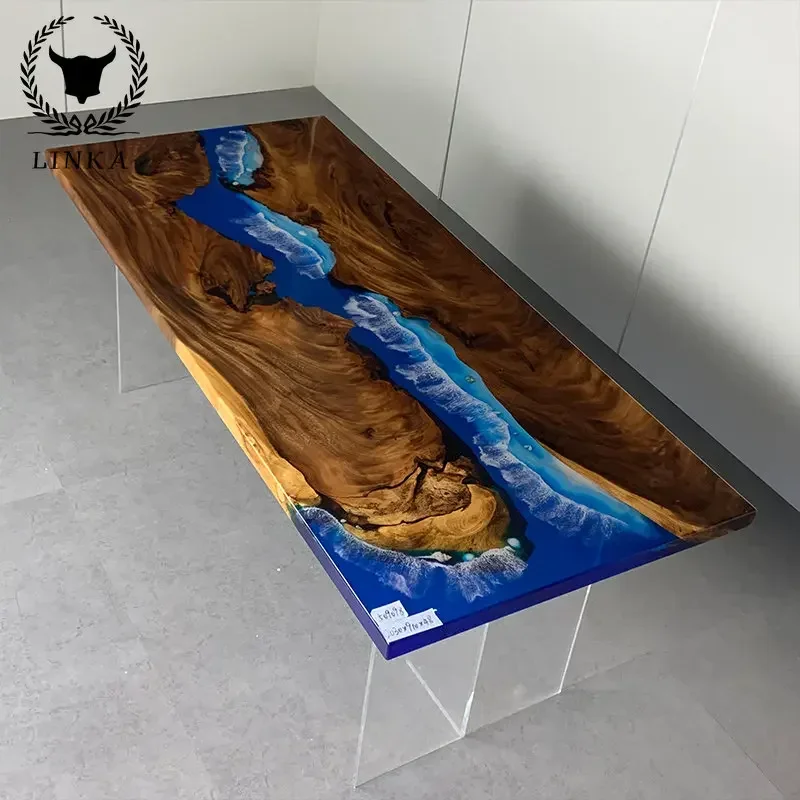 Custom Different model Modern  room Europe style luxury design wood epoxy resin dining table