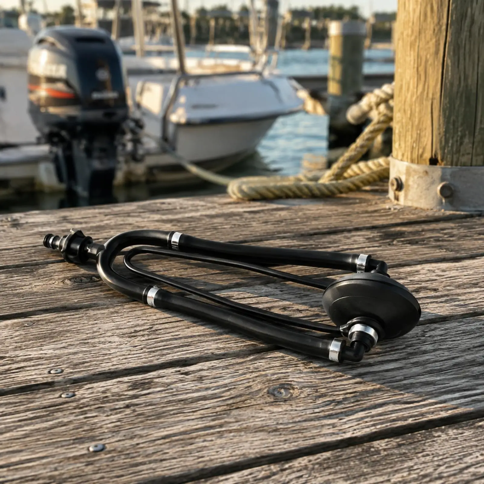 Heavy Duty Outboard Throttle Rod Flusher Tool for Boat Motor Water Intake Cleaning with Secure Clamp Cups