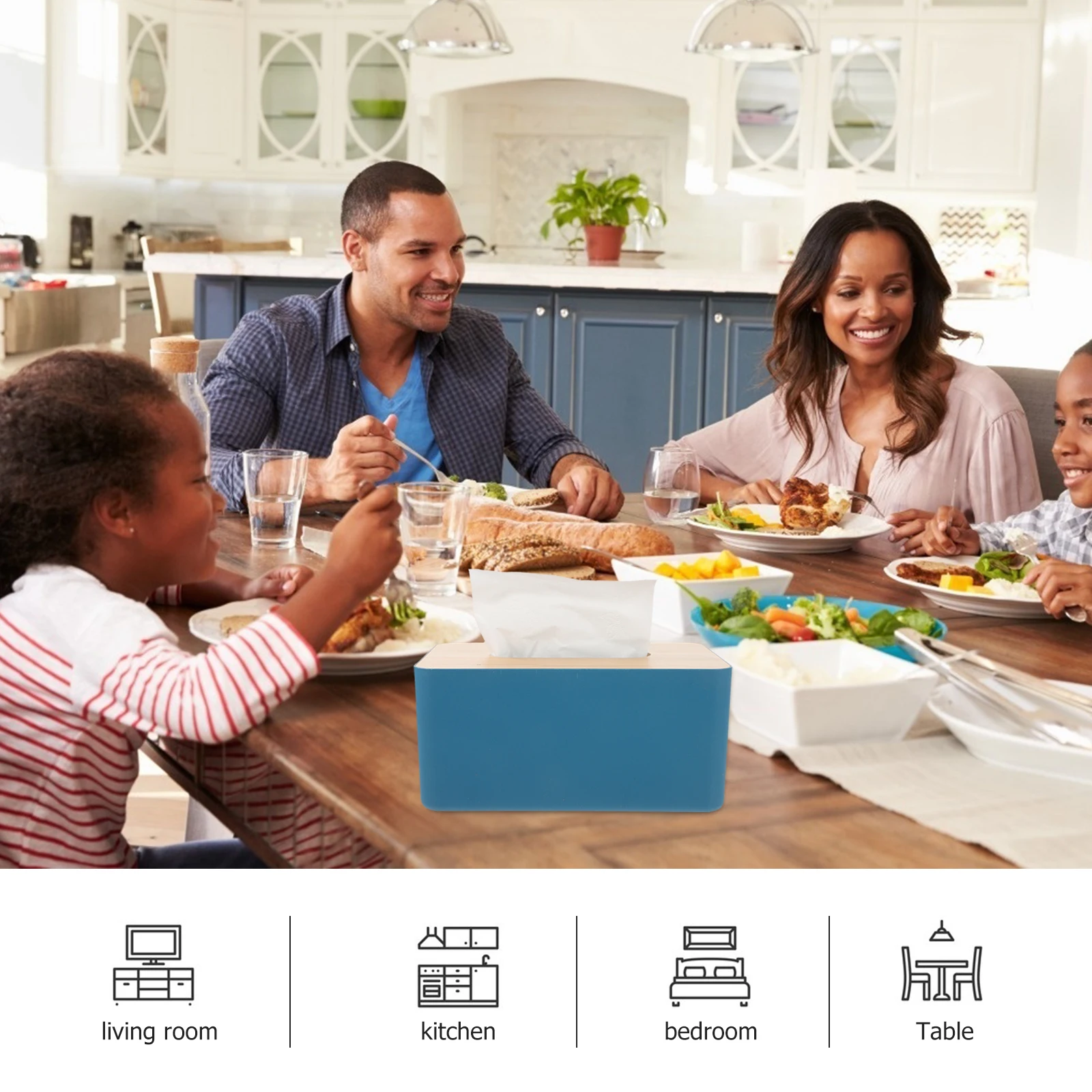 

1pcs Wooden Lid Tissue Box Black Simple Style Home Hotel Living Room Bathroom Tissue Holder Napkin Storage Case