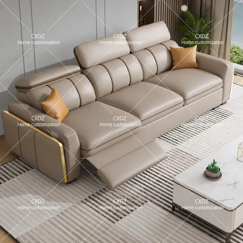 Electric leather sofa living room 2025 new small apartment multi-functional home theater first-class space capsule sofa