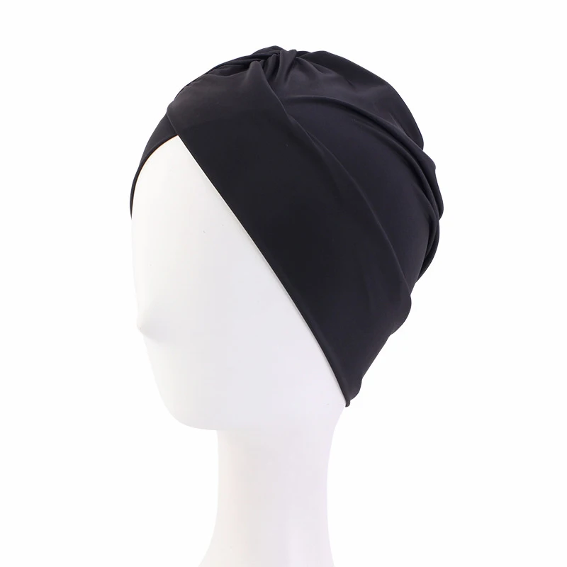 Muslim Women Pleated Underscarf Hat Elastic Stretch Chemo Cap Beanies Bonnet Hair Loss Cover Inner Hijab Headwear Hat Head Wrap