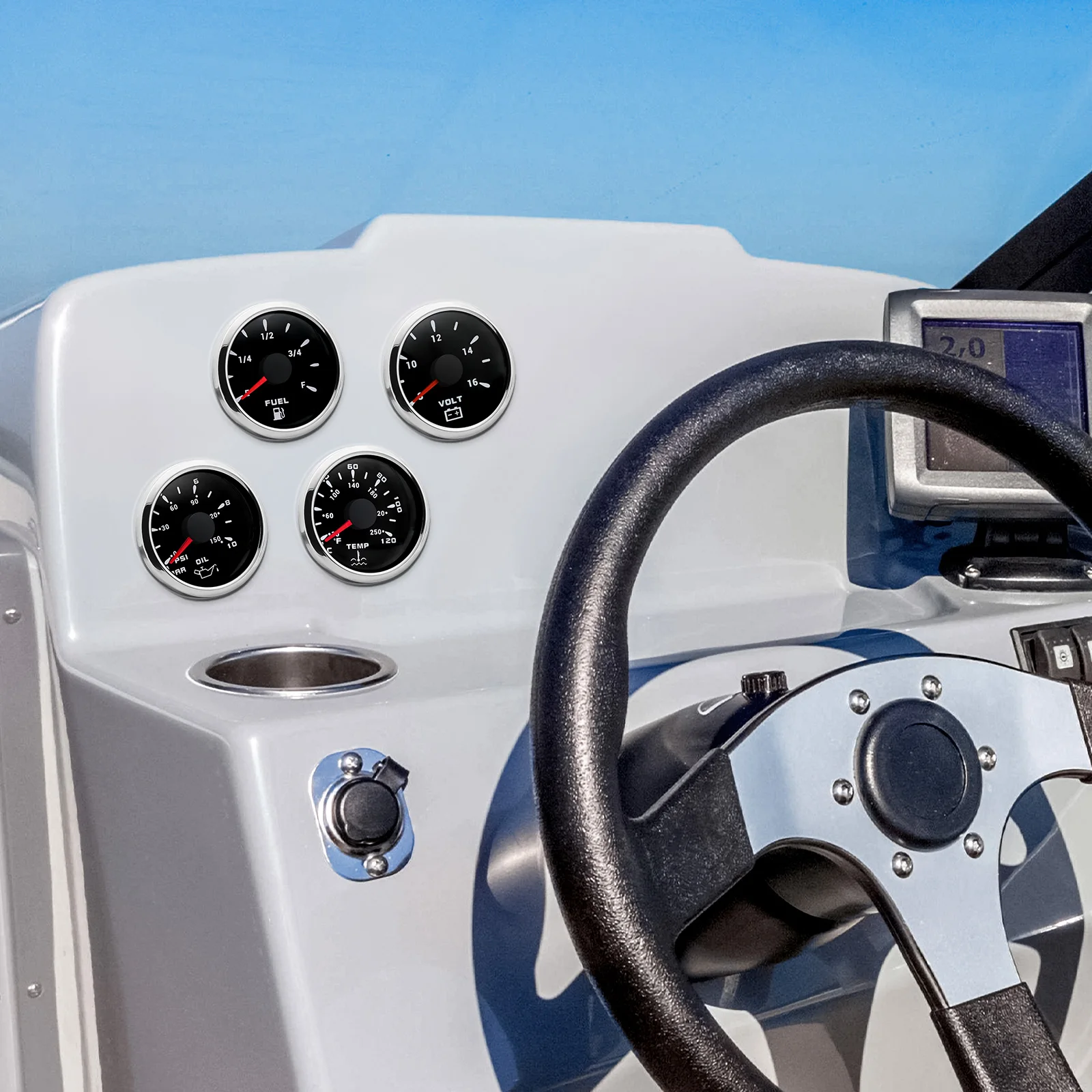 4 Gauges Set Oil Pressure Gauge Fuel Level Gauge Water Temp Meter Voltage With Sensors For Marine Boat Yacht Car Universal view 4