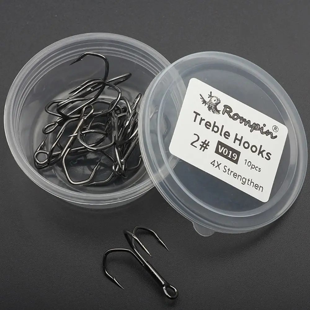 10Pcs  New anti-rust  Ahite Nickel  Super Sharp Fishhooks Treble Fishing Hooks  High Carbon Steel Matte Tin Hooks Fishing Tackle