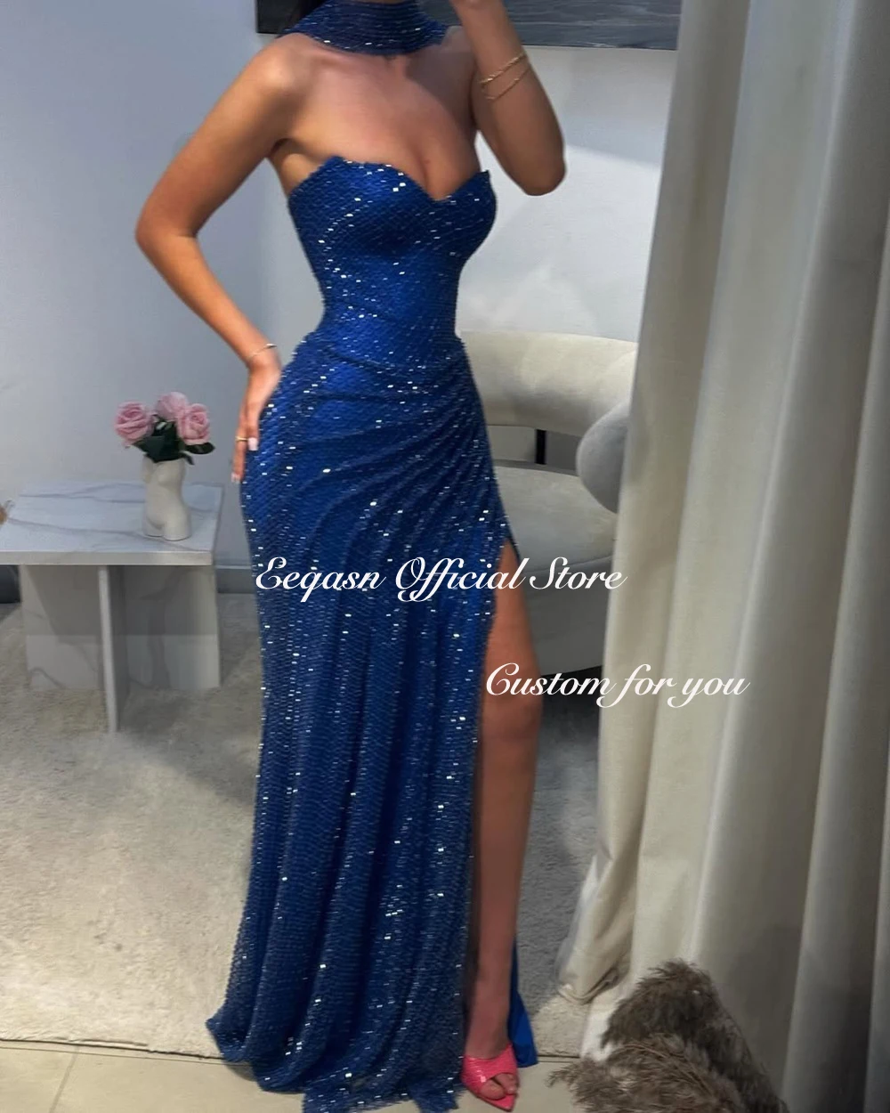 Sexy Women Evening Dresses Sweetheart Mermaid Vestidos De Noche Corset Back Bespoke Occasion Dresses Side High Split Customized