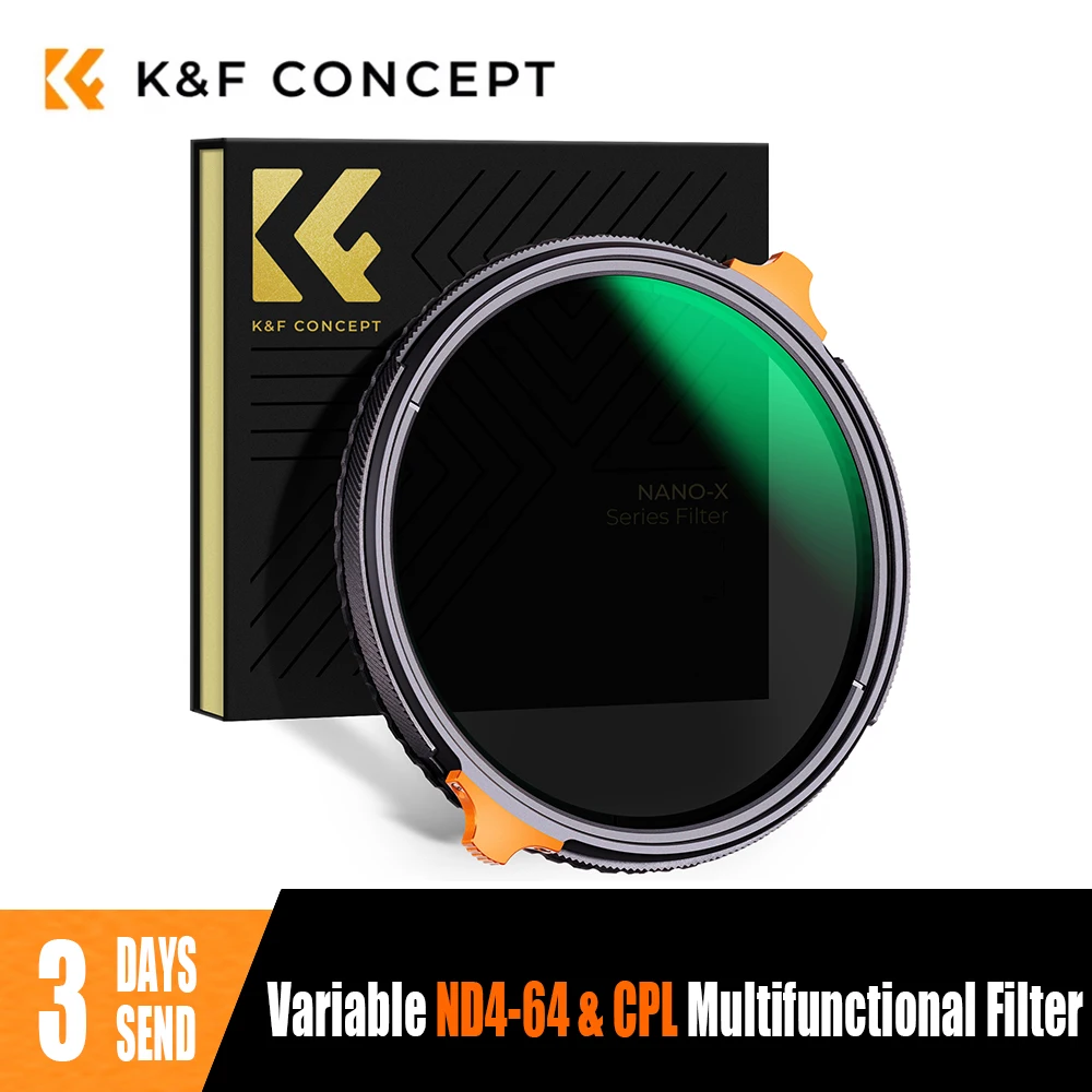 K&F Concept Nano-X Series ND4-64 Variable ND Lens Filter & CPL Polarizers Filter 2-in-1 With 28 Layer Coatings 67mm 77mm 82mm