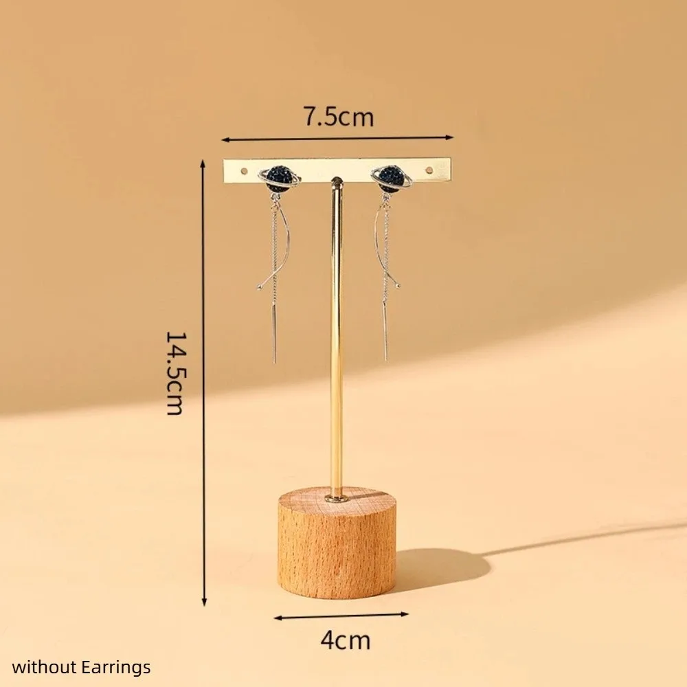 

Quality T-Bar Jewelry Display Rack With Wooden Base Photography Props Jewelry Stand Holder Desktop Earring Display Stand Earring