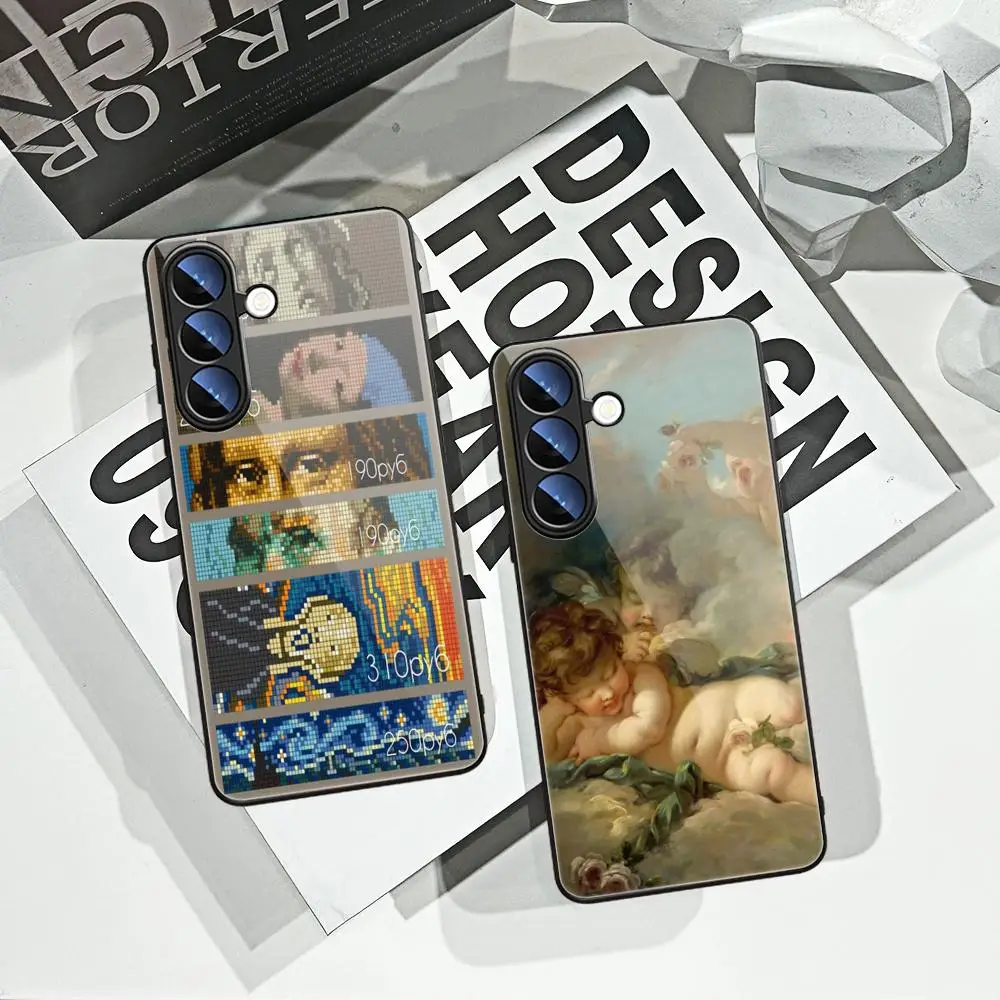Oil Painted By Leonardo Da Vinci Tempered Glass Phone Case For Samsung Galaxy S26 Ultra S25 FE S24 S23 S22 Plus S25 S21 Cover