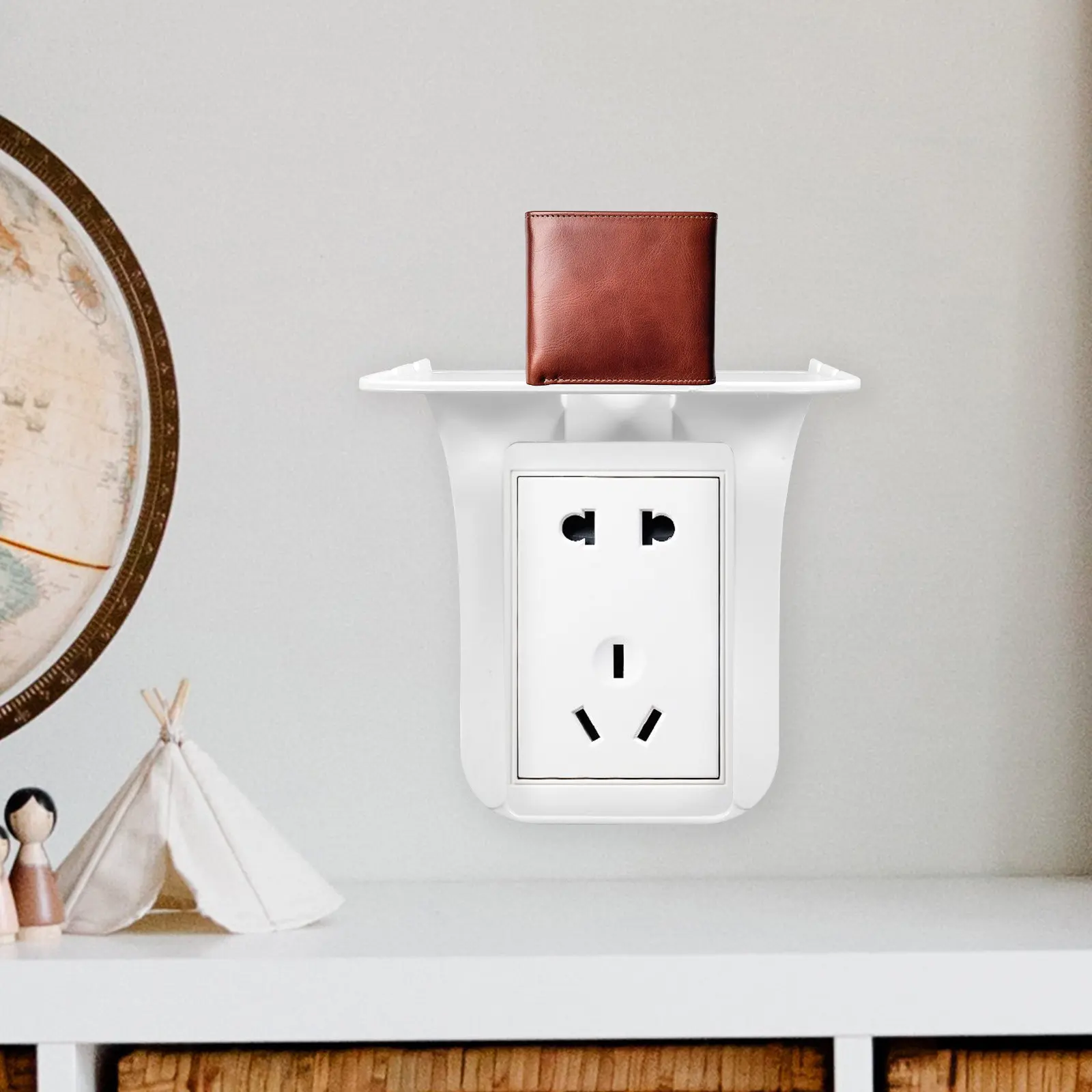 Multifunctional Wall-Mount Electrical Outlet Shelf – Punch-Free Socket Storage Rack for Home, Office & Bedroom