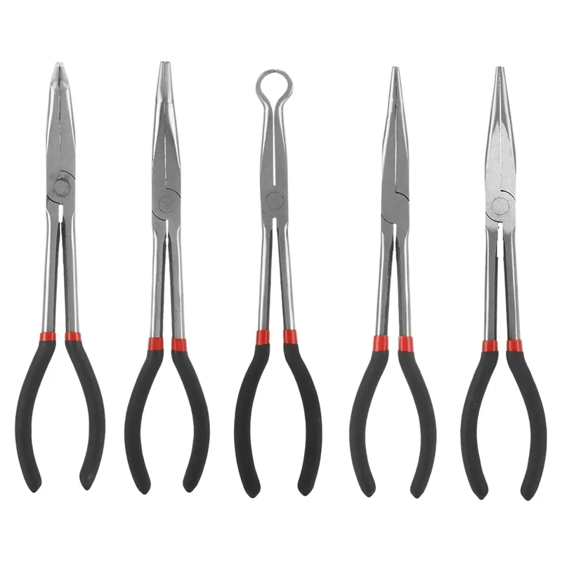 

Набор плоскогубцев с длинным игольчатым носом, инструмент для снятия провода свечей зажигания 5 в 1, 11 дюймов - изогнутые плоскогубцы с игольчатым носом 90 45 25 градусов