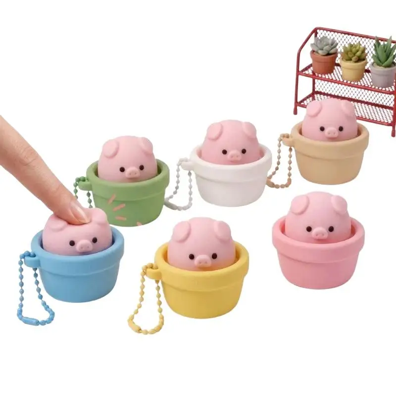 Niedlicher Schweinchen-Silikon-Clicker mit Stressabbau-Schlüsselanhänger, Rucksack-Dekoration, Fidget-Spielzeug – Detail 6