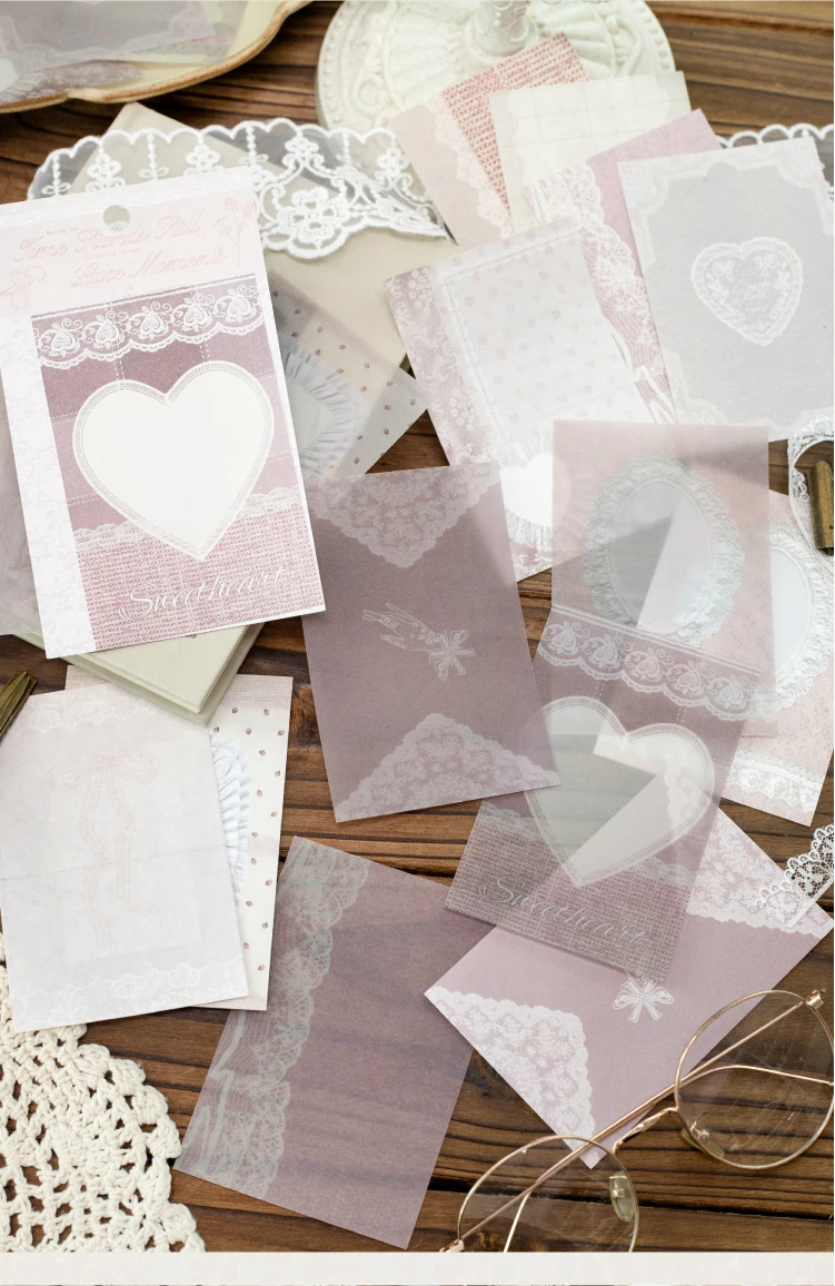 Journal GO 20 Blatt Lace Moments Gemischte Vintage-Weiß-Kraft- & Transparentpapiere für Scrapbooking, Junk Journals & DIY-Collagen – Detail 13