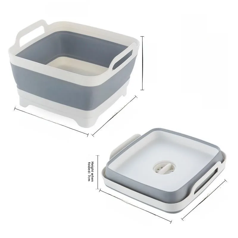 Portable Folding Plastic Face Washing Basin Thickened Travel Laundry Foot Washing Basin Home Use Retractable Vegetable Washin...