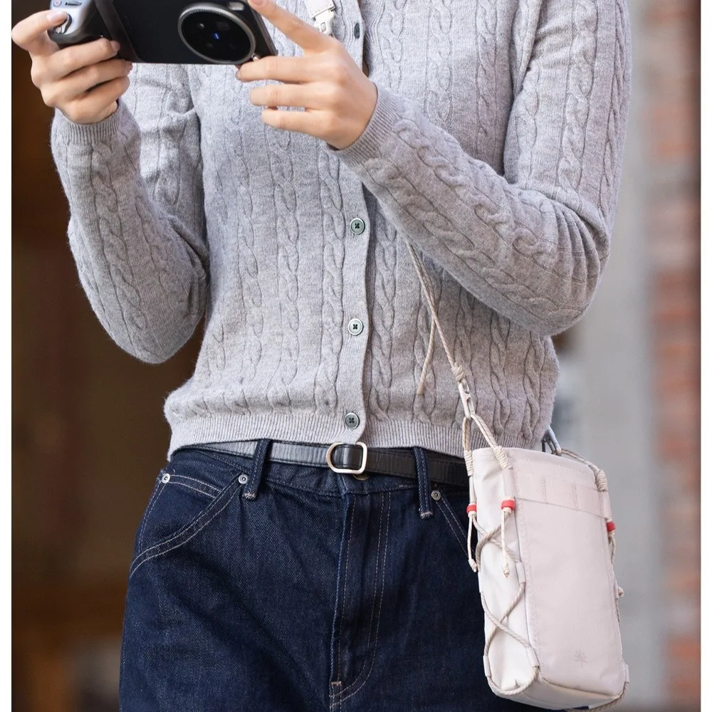 Phone Photography Bag Crossbody Pouch, Drawstring Mini Shoulder Bag for Smartphone Ricoh GR Osmo Pocket, Water Repellent, 120g