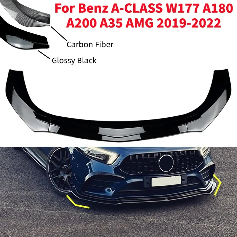 

Car Front Bumper Splitter Lip Diffuser Guard Body Kit Cover For Benz A-CLASS W177 A180 A200 A35 AMG 2019-2022