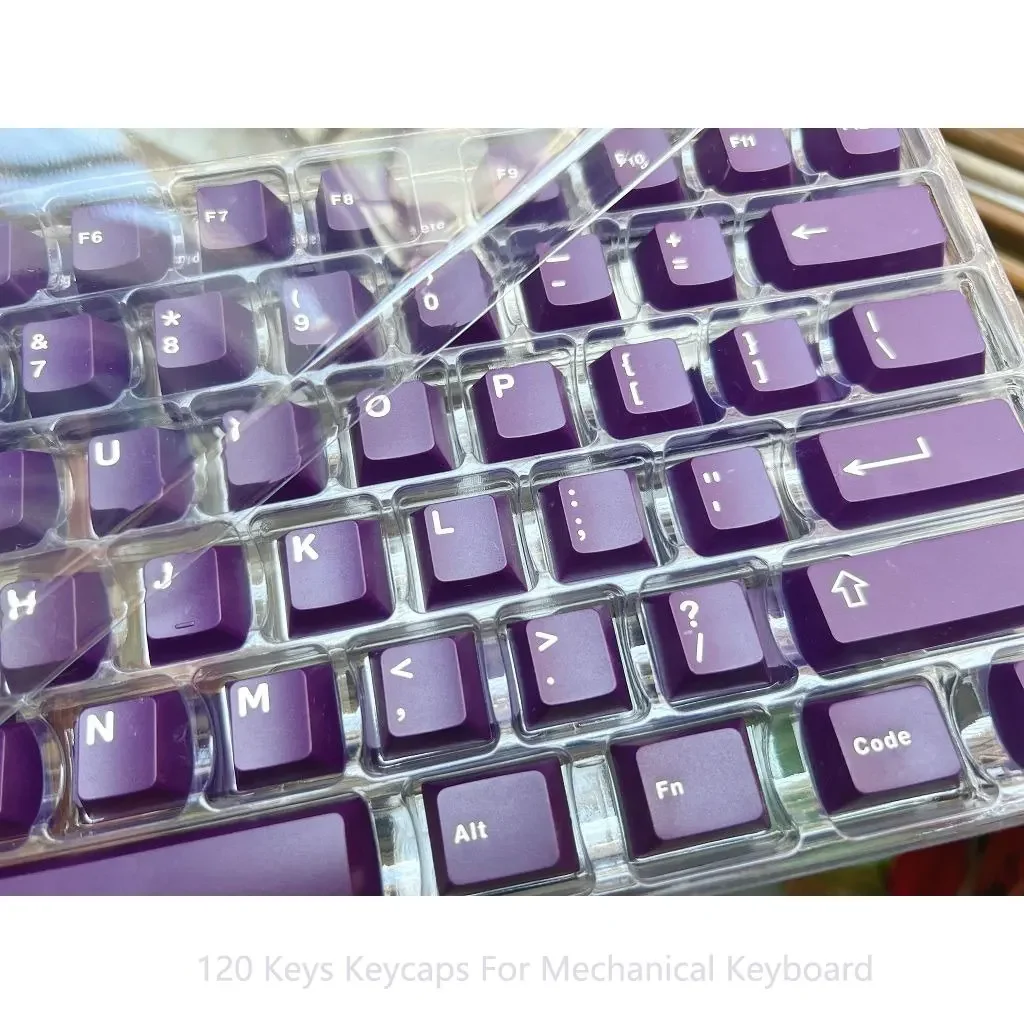 Teclas con tema púrpura para teclado mecánico, 120 teclas con personalidad, altura de cereza, PBT, sublimación térmica, bricolaje, 61, 87, 98, 104 teclas