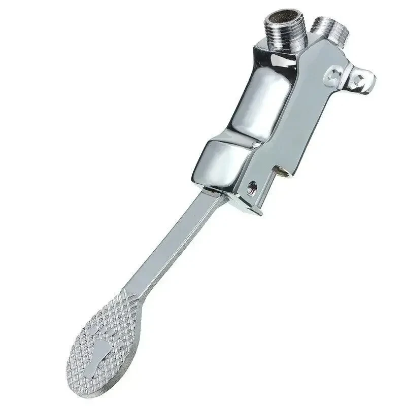 For Bathroom Hospital Hotel Foot Pedal Valve Faucet Copper Vertical Basin + 1M Flexible Hose and Foot Plate Single Cold Faucet