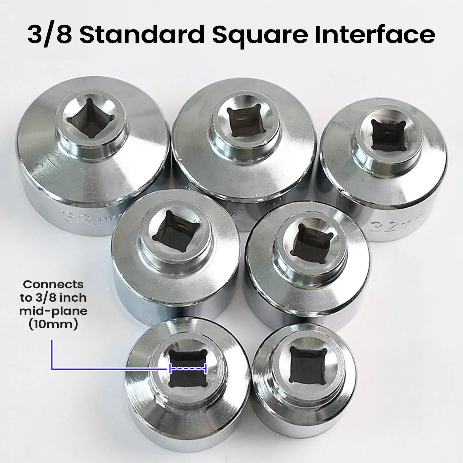 Oil Filter Wrench Tool 3/8 Drive Metal Rust-Proof Non-slip Heavy Duty Automotive Oil Filter Socket For Car Truck RV SUV