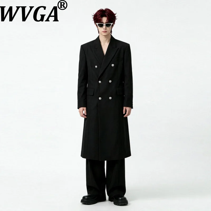 WVGA Autumn Winter New Men's High-end Double-breasted Elegant Long Suit Jackets Stylish Sophisticated Business Blazer Ins W28710