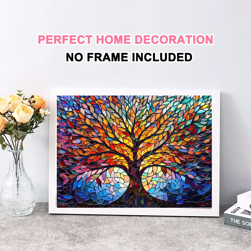أحجية الصور المقطوعة للبالغين مكونة من 1000 قطعة من رسم شجرة نابضة بالحياة، مقاس نهائي كبير 70 × 50 سم (27.5 × 19.7 بوصة) #6