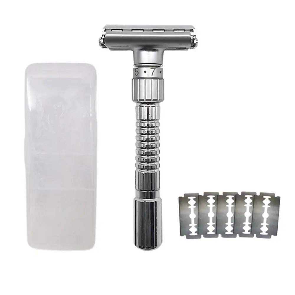 

Quick Safety Double Edge Men Razor 5 Blades Long Handle Manual Shavers Rust-proof Reusable Traditional Shaving Tool Women