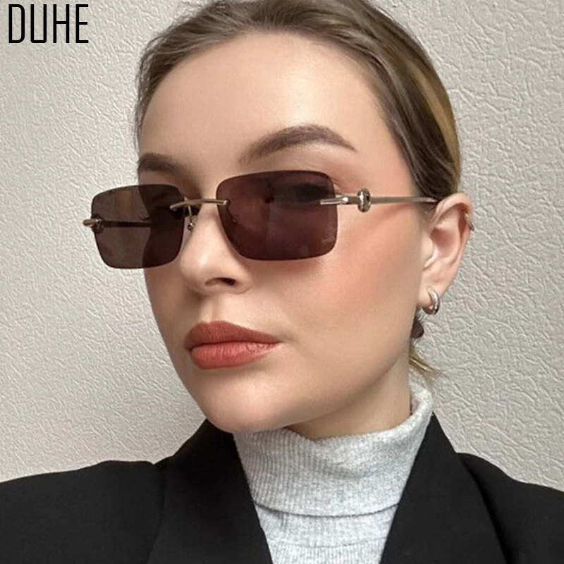 

Simple Frameless Square Sunglasses Classic Fashion Luxury Brand Sunglasses Personality High-End Sense Travel Sunglasses Women
