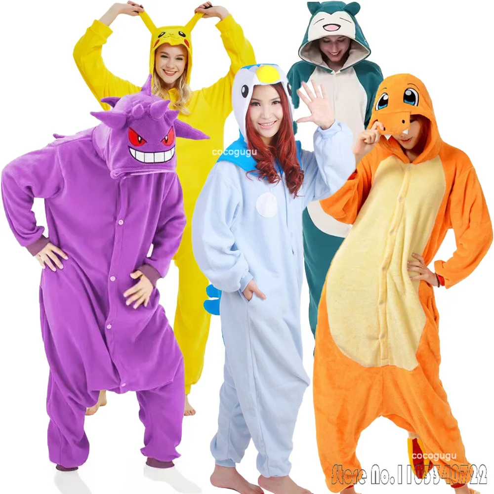 2026-ポケモンコスプレピカチュウ男性女性着ぐるみアニメカバーオールハロウィンカーニバルパーティー衣装ゲンガーパジャマ面白いジャンプスーツ