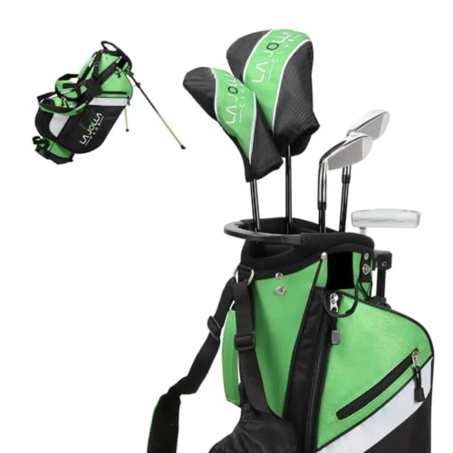 

Junior Golf Set Lightweight Alloy Driver, Stainless Steel Irons and Zinc Putter Includes Dual-Strap Stand Bag