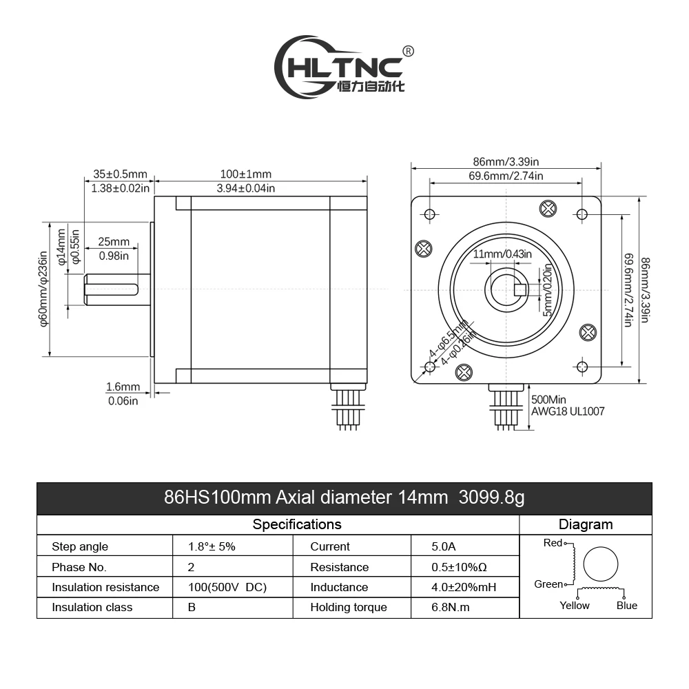 Hot Sale HLTNC 86HS100 Kit Cnc Nema34 4.5nm Open Loop Steper Motor With Drive