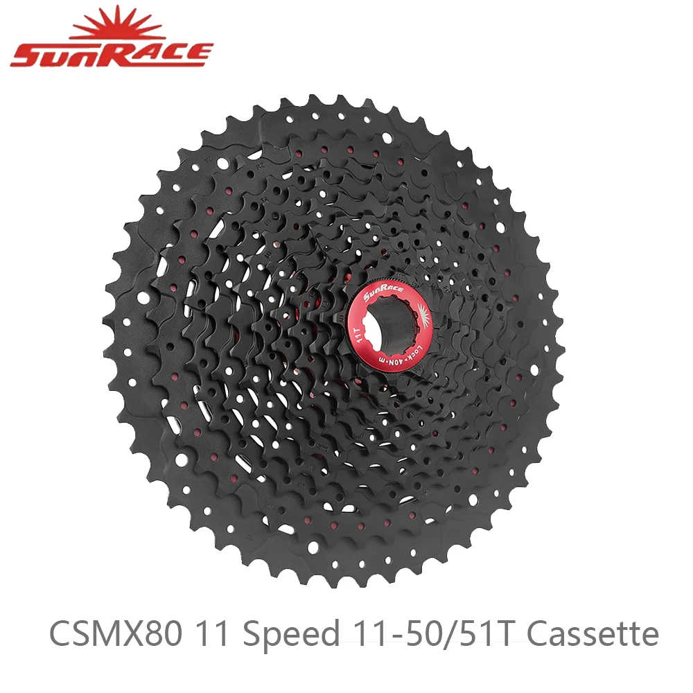 SUNRACE CSMX80 11 Speed MTB Bike Cassette Sprocket 11-50T/51T Black Cassette For Shimano Sram Cycling Parts