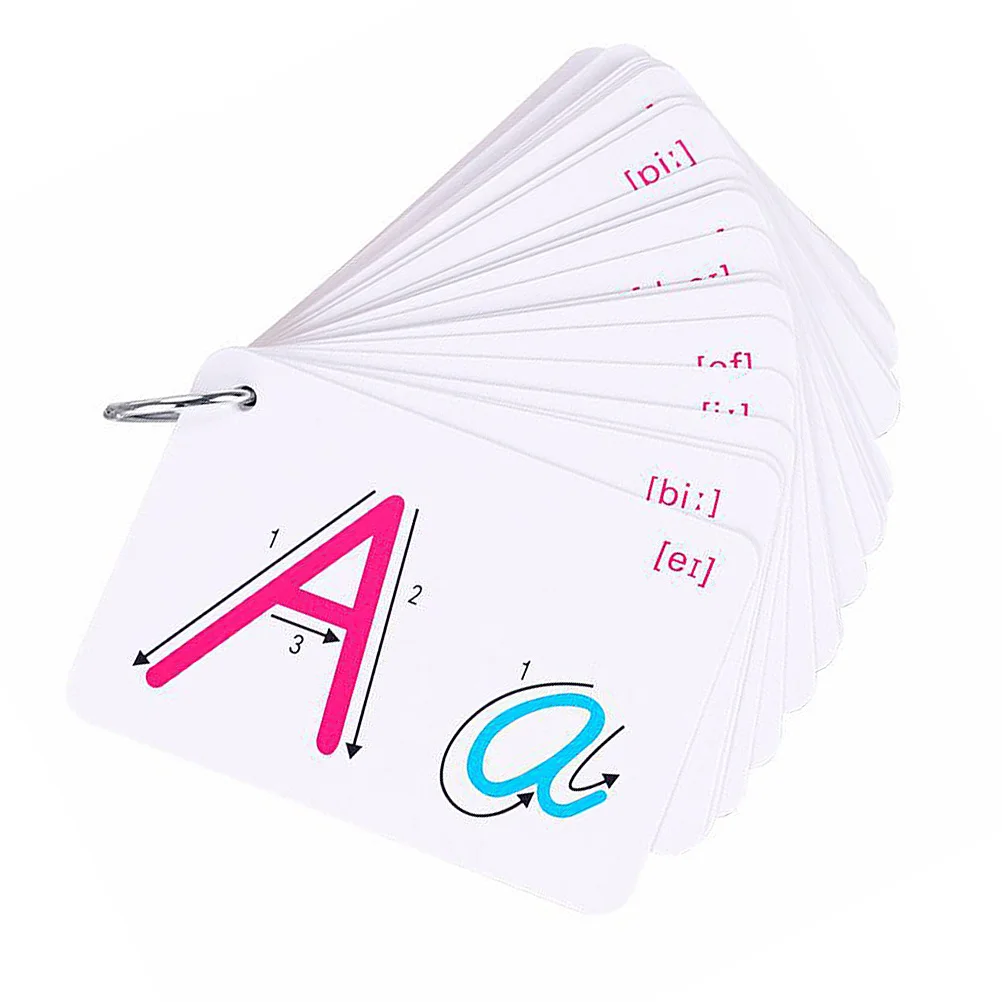 2 مجموعة 26 حرف بطاقات إنجليزية ملونة على الوجهين للأطفال تعلم ممارسة التهجئة ABC الأبجدية بطاقة فلاش لعبة محو الأمية