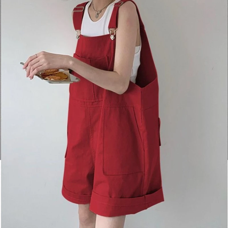 

Workwear Overalls Shorts Set for Women in Summer, Thin Fit, Loose Fit, High Waist, Slimming and Wide Leg Pants