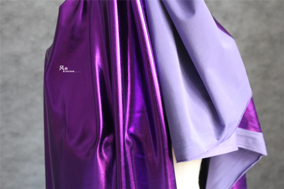 PU Coated Stretch Fabric Purple Imitation Leather Waterproof DIY Decor Leggings Tights Dress Skirts Clothes Designer Fabric