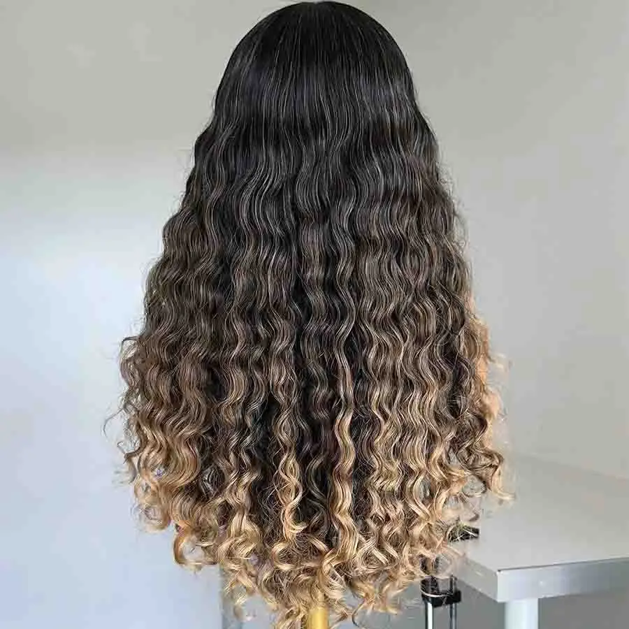 Topodmido Water Wave Brazilian Hair 13x6 Lace Front Wig for Woman Ombre Blonde 13x4 Glueless Lace Wigs Middle Part Closure Wig