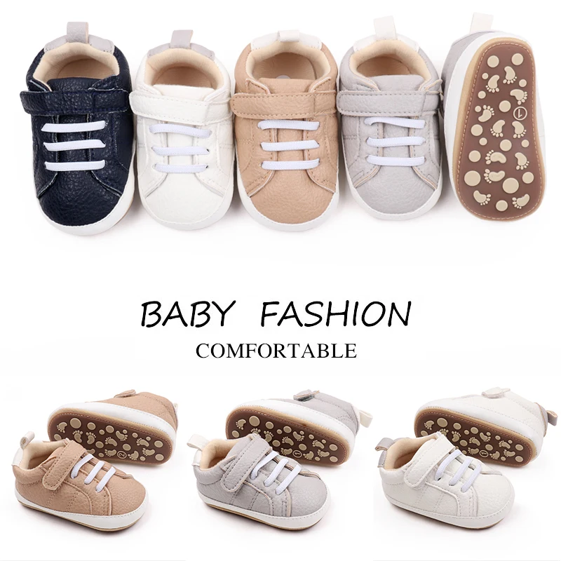 Baby Spring and Autumn Shoes Casual Outdoor Walking Sneaker for Newborn Infant 0-7-15 Months Soft PU TPR Sole Anti-slip Fashion