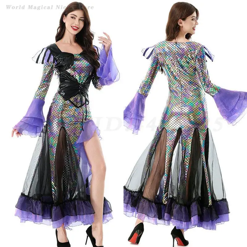 

Sexy Adult Women Mermaid Cosplay Costume Beauty Mermaid Style Sequin Fancy Dress Shining Brightly Stage Perfermance Dresses
