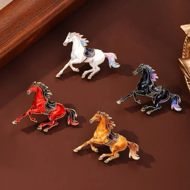 1/4Pcs Zodiac Horse Brooches For Women Men Cute Animal Pony Metal Badge Pins Clothing Backpack Accessory Unique Gift