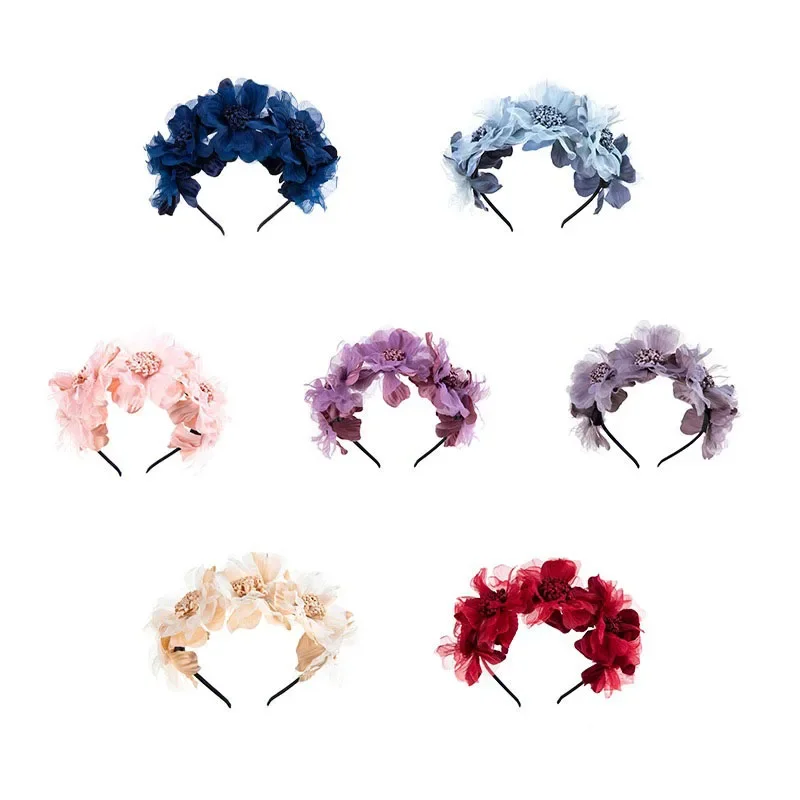 Lovely Flower Wreath Headband Baby Girls Headwraps Newborn Photography Props Gift Hair Bands Headwear Children Hair Accessories