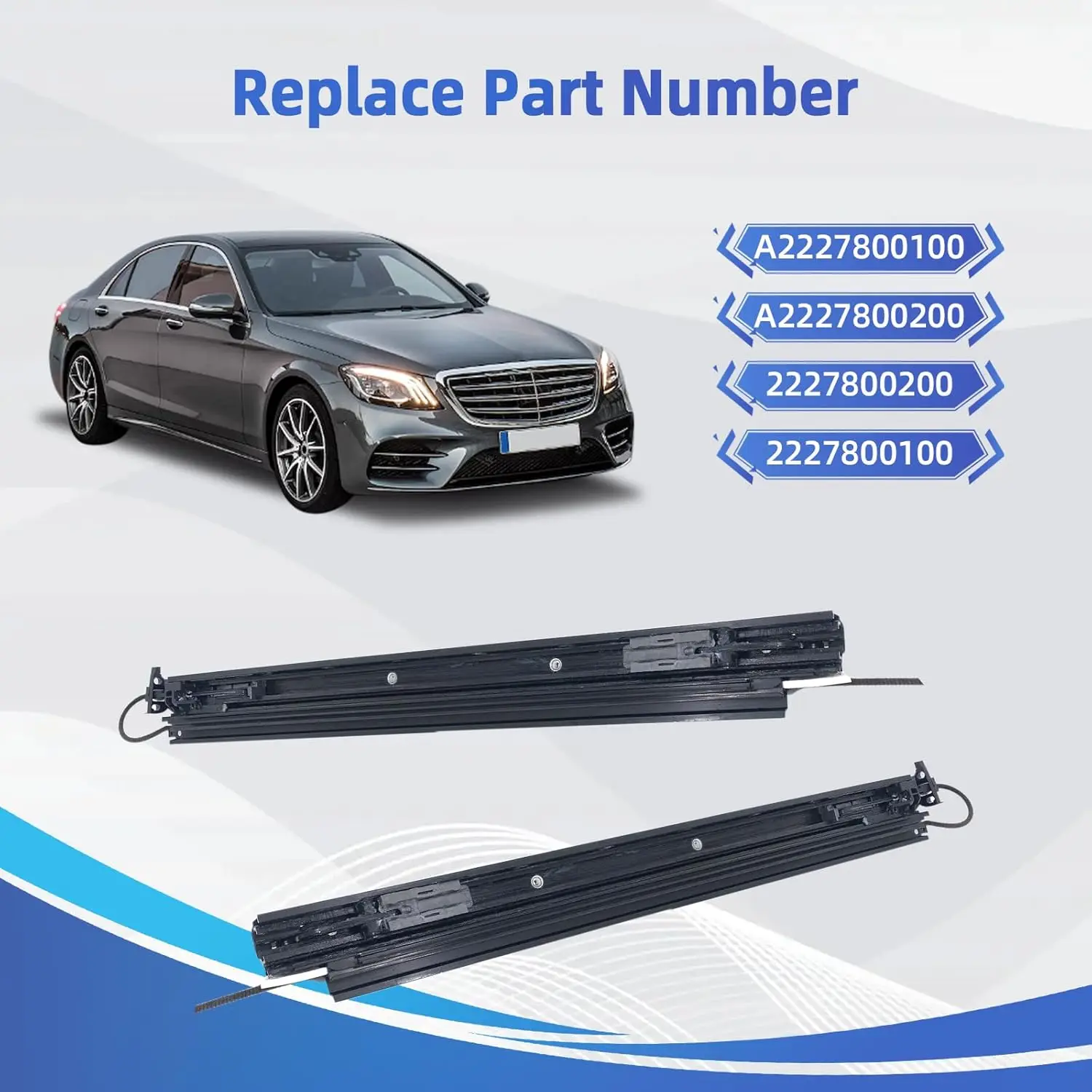 A2227800100+A2227800200 Panoramic Sunroof Sliding Tracks Compatible with 2014-2020 Mercedes W222 & S Class AMG